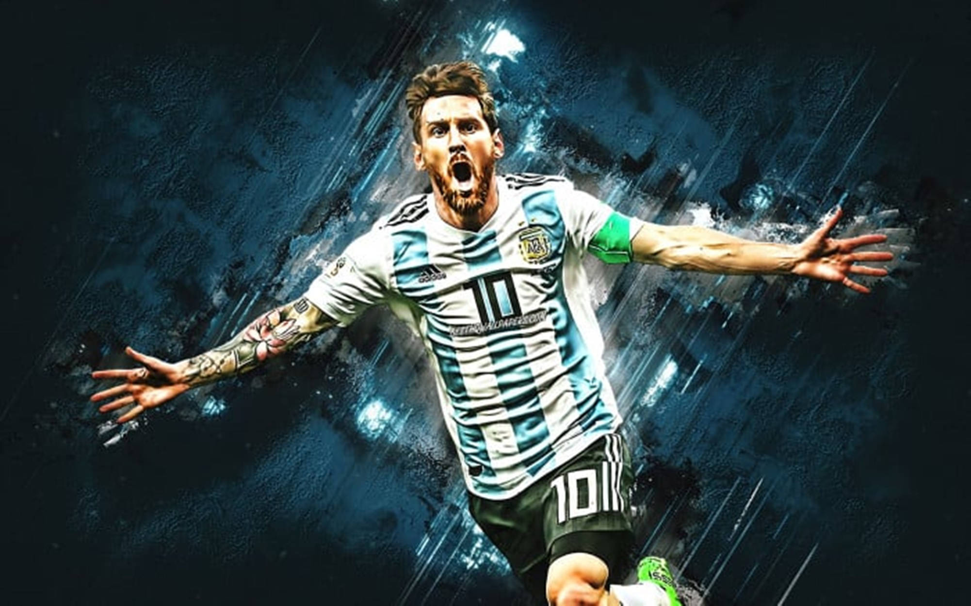 Messi Argentinië Esteties Blou Muurpapier
