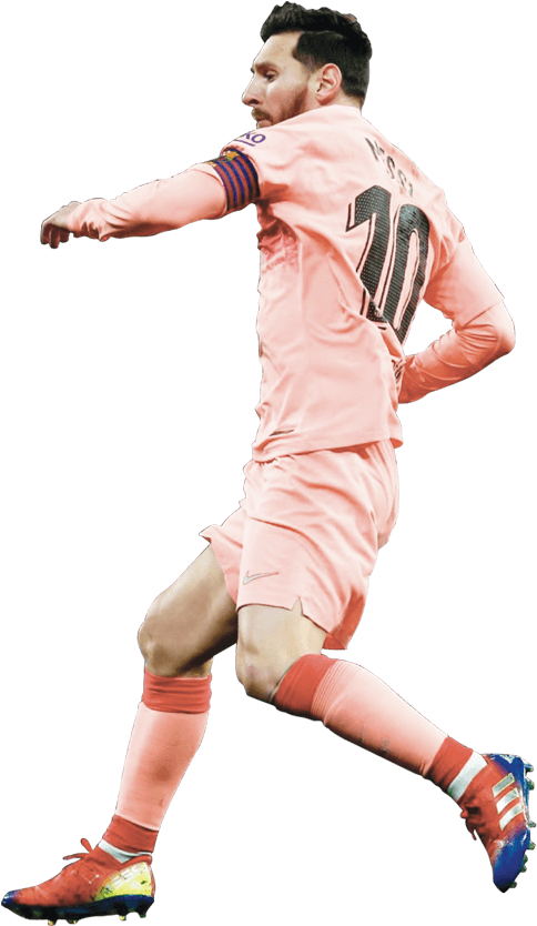 Messi in aksie pienk trui Muurpapier