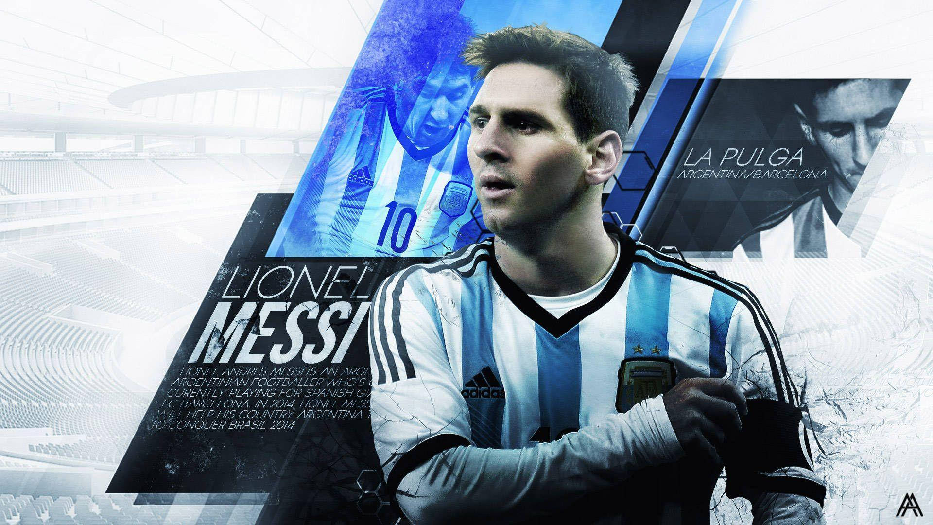 La Pulga Lionel Messi in grafiese blou agtergrond kunsmuurpapier