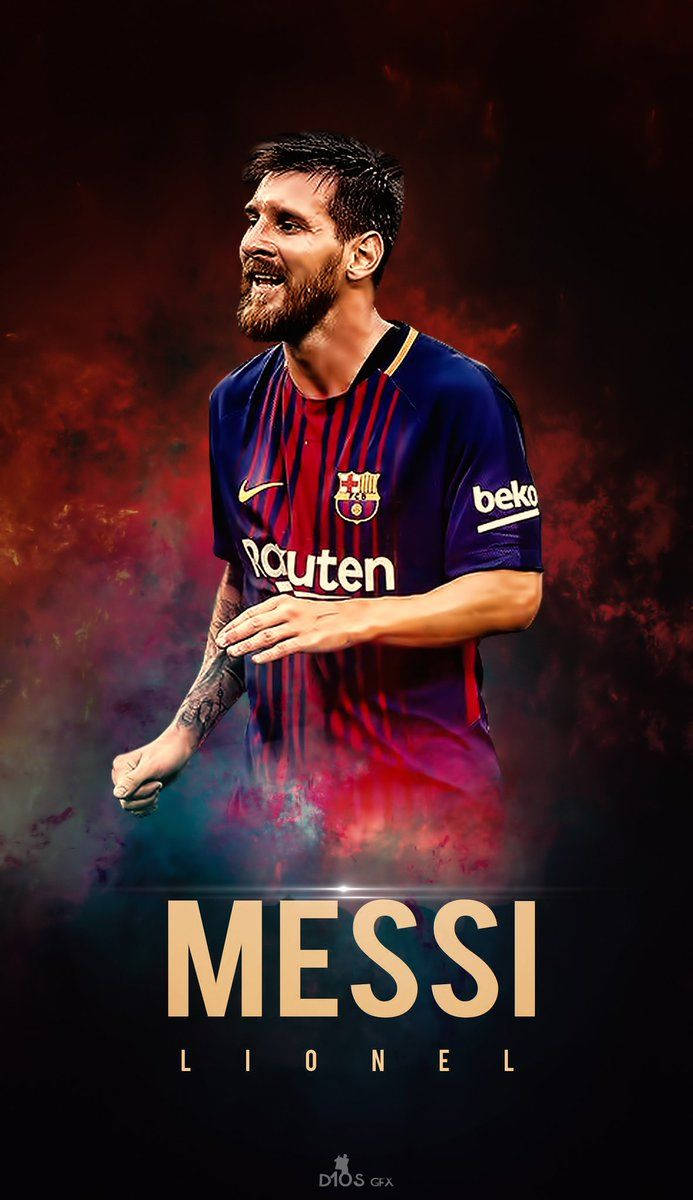 Messi Lionel op rokerige donkerrooi agtergrond kunsmuurpapier