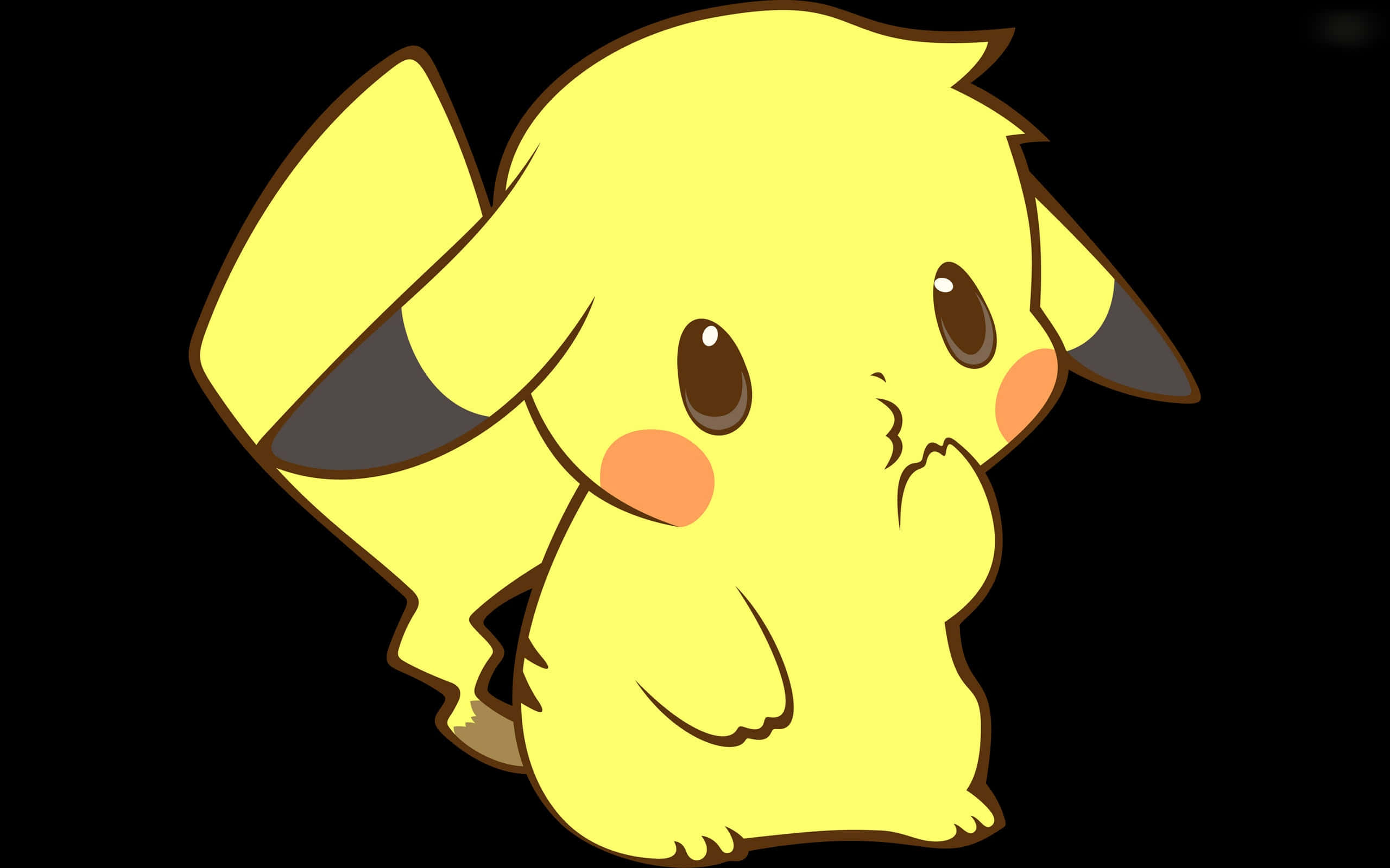 Met sy kenmerkende gestreepte stert lyk hierdie Pikachu gereed vir 'n avontuur! Muurpapier