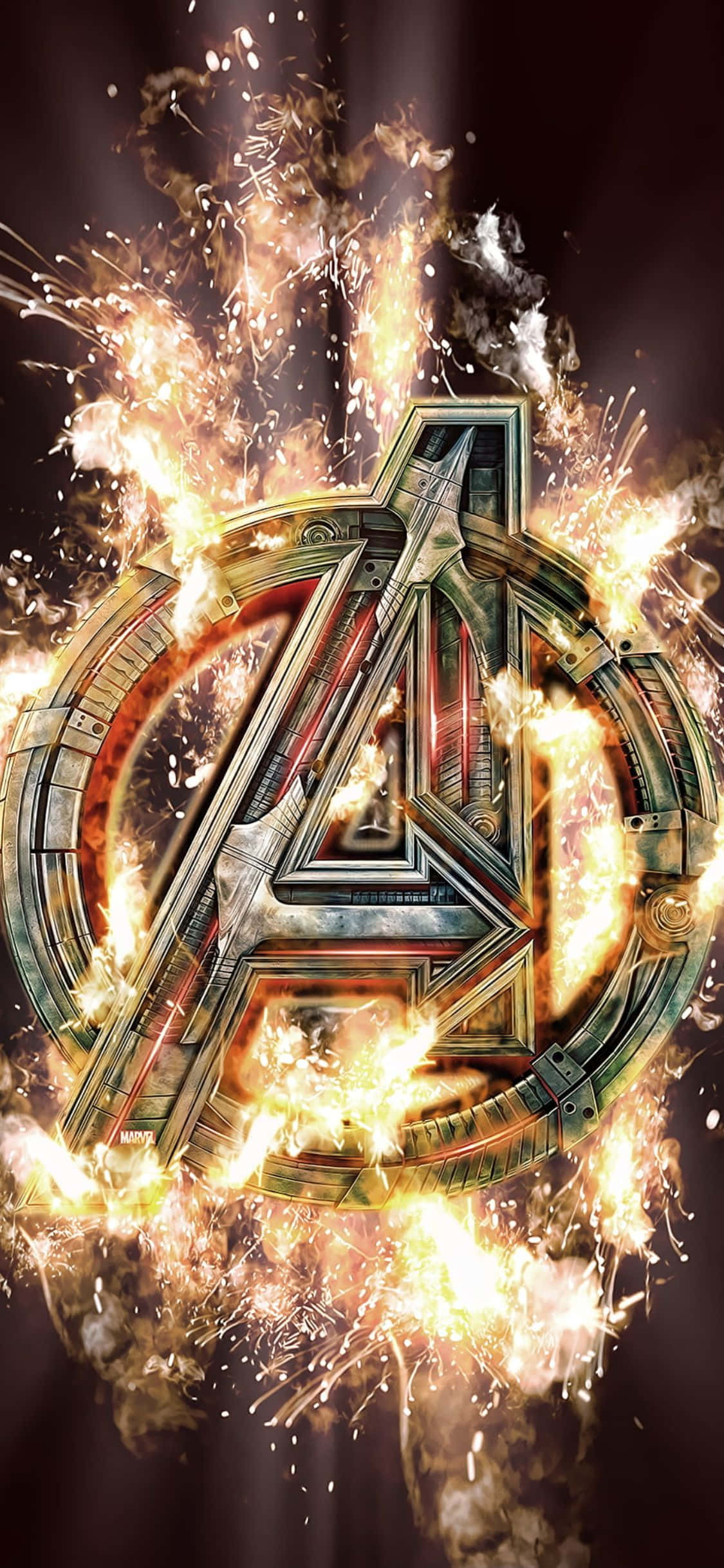 Metaalagtige Logo Ontwerp iPhone XS Avengers Agtergrond Muurpapier