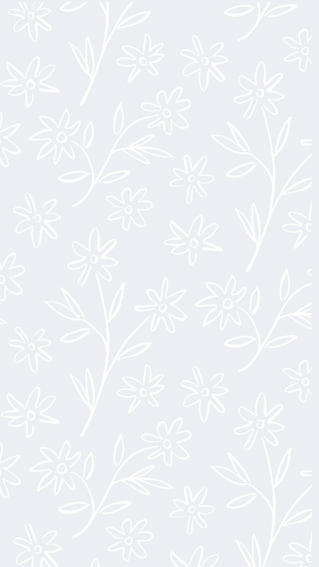Metallies Estetiese Wit Blomme Muurpapier