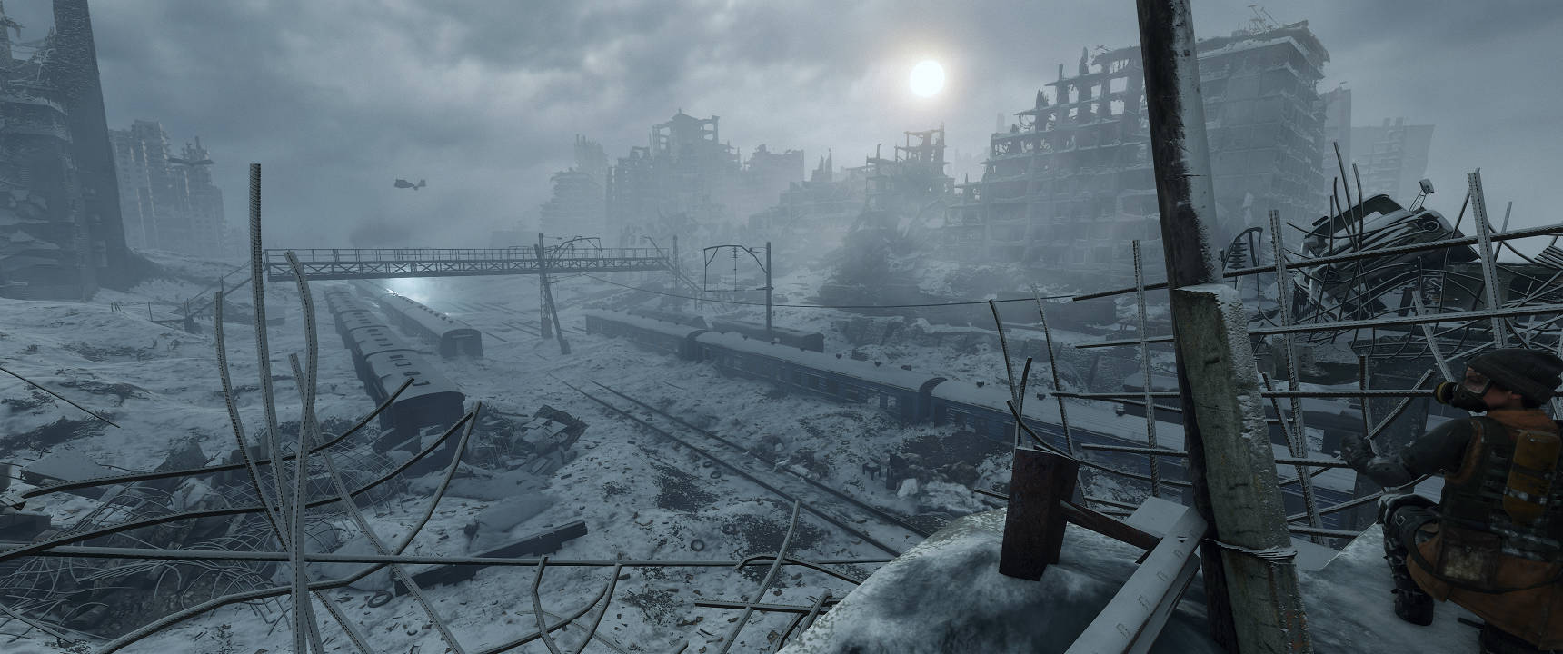Metro Exodus Stadsgeveg in Puin 3440x1440 Muurpapier