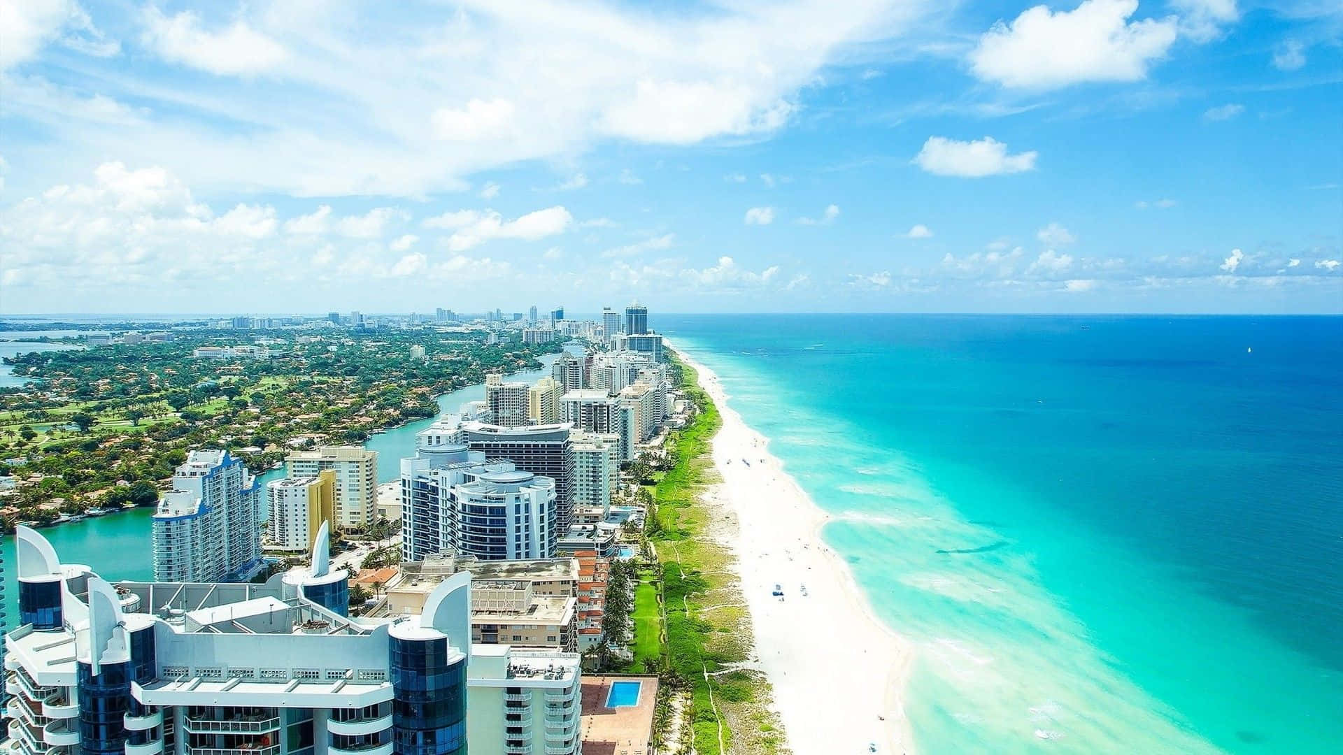 Miami Beach-hotelle gedurende die dag prent Muurpapier
