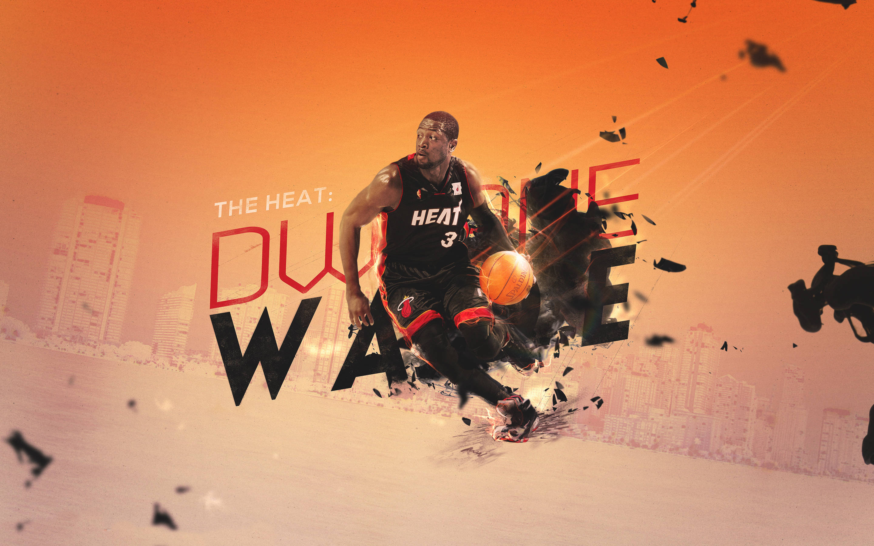 Miami Heat Dwyane Wade Digitale Kunswerk Muurpapier