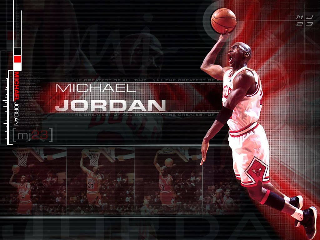 Michael Jordan HD met Naam en Titel Muurpapier