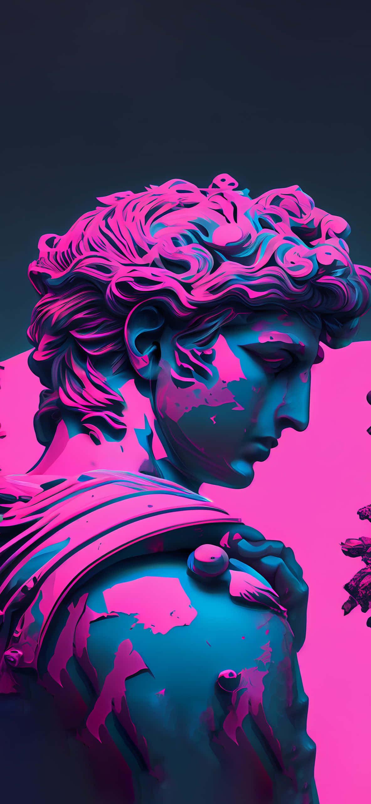 Michelangelo Beeldhouwerk Vaporwave Vektor Kuns Werk Agtergrond Muurpapier
