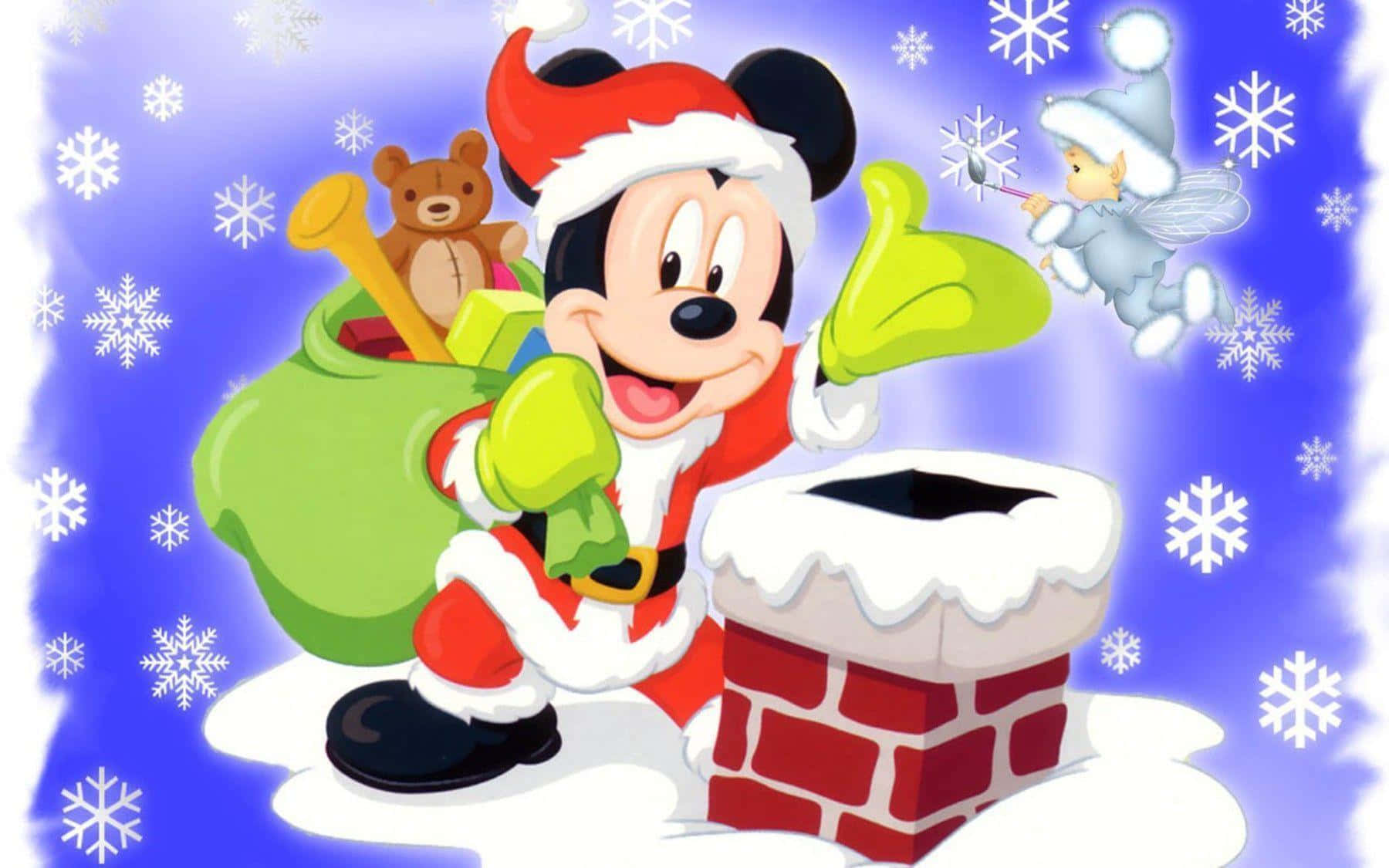 Mickey Mouse Kersfees-agtergronde Muurpapier