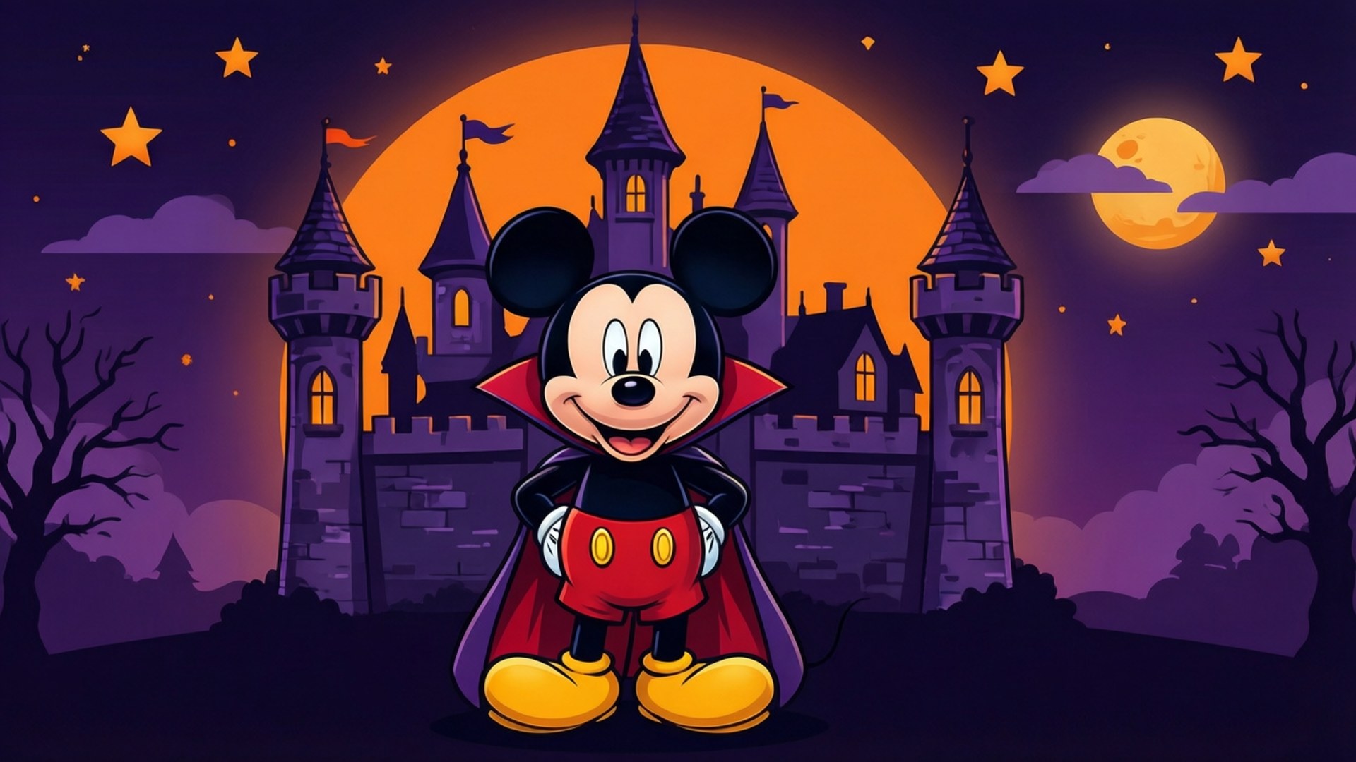 Mickey Vampierkasteel Muurpapier
