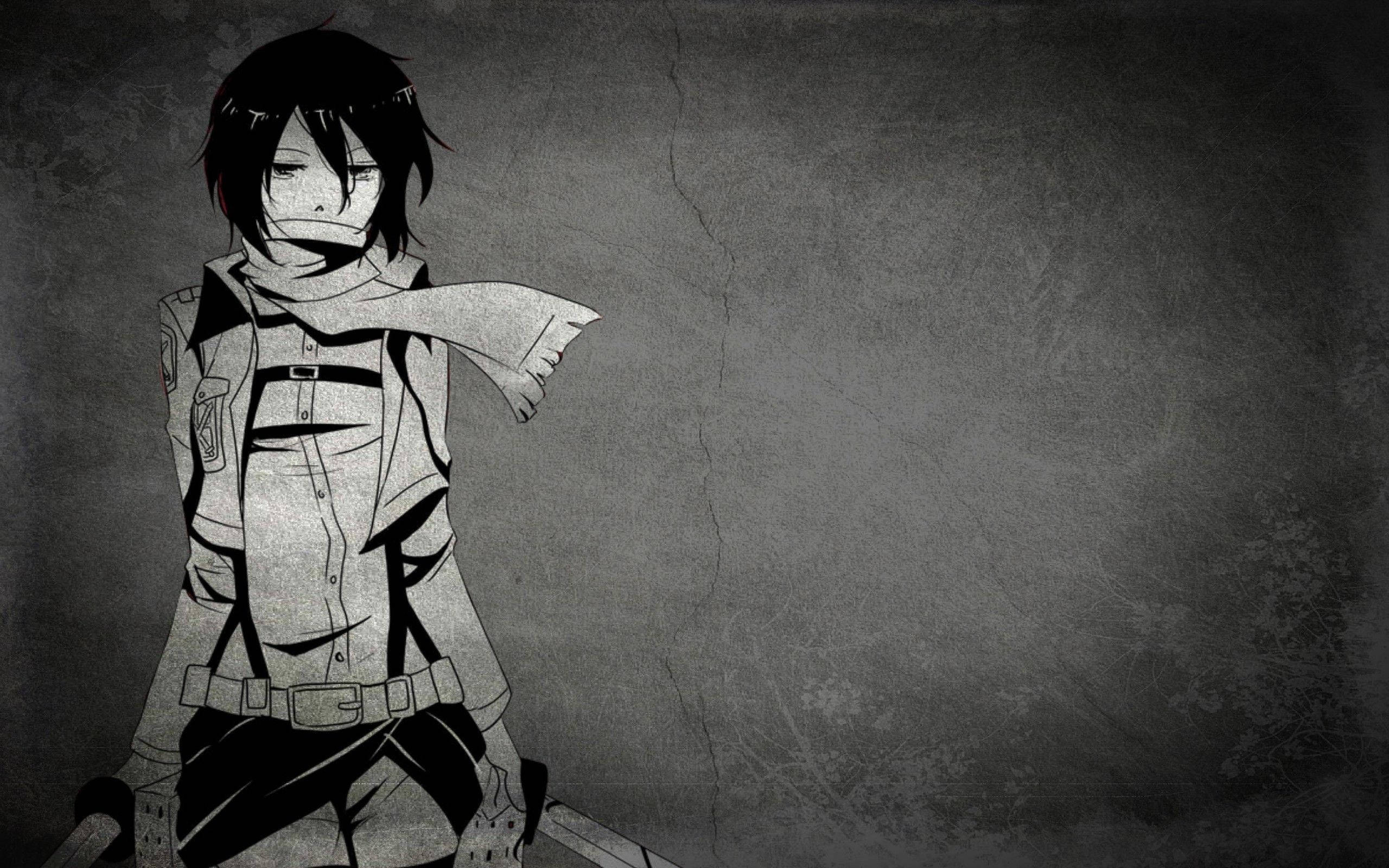 Mikasa Ackerman Swart Anime Muurpapier