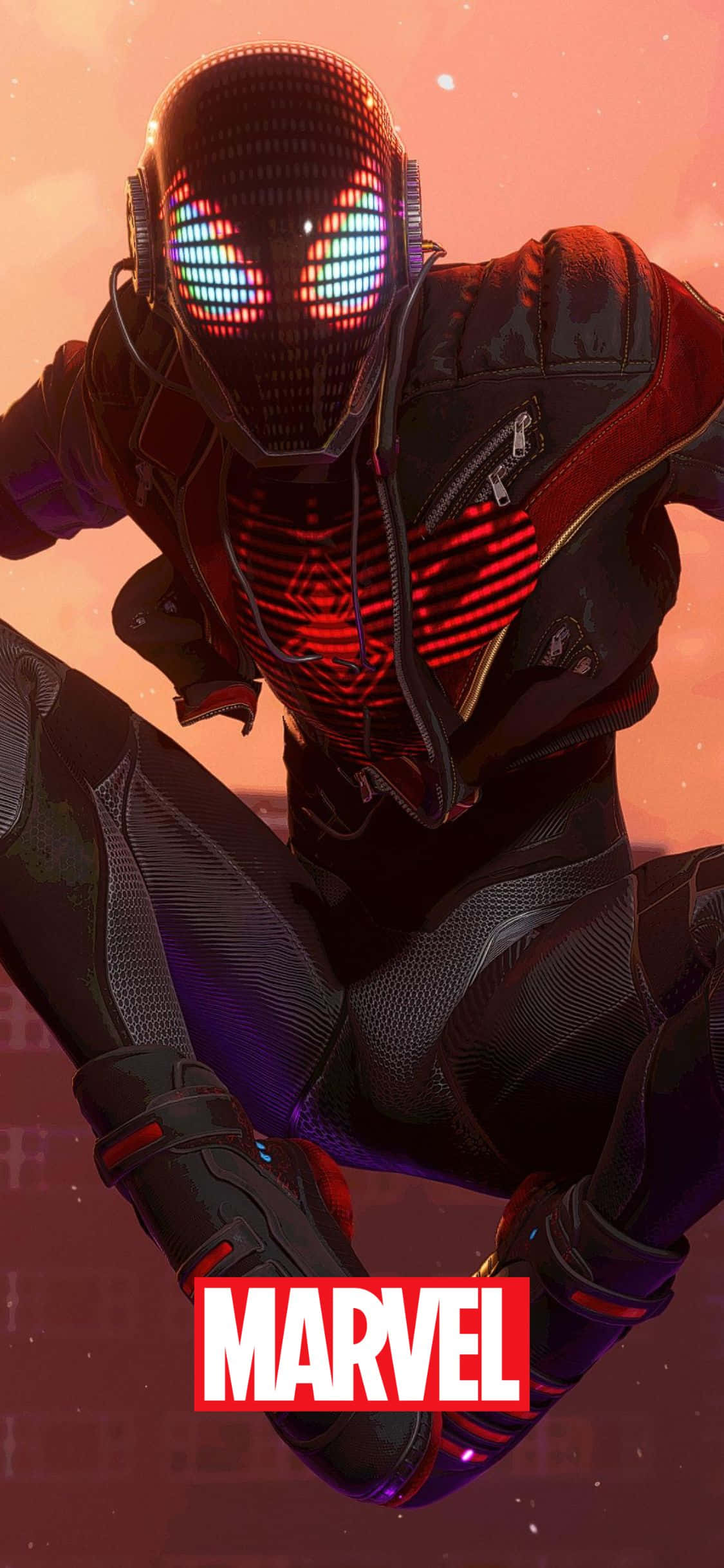 Miles Morales Met Oorfone iPhone XS Marvel Agtergrond Muurpapier
