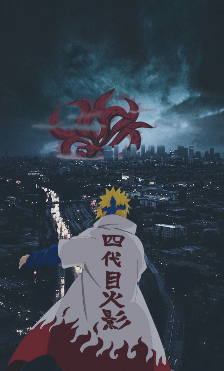 Minato teenoor Nege Stert Monster Estetiese Naruto Muurpapier