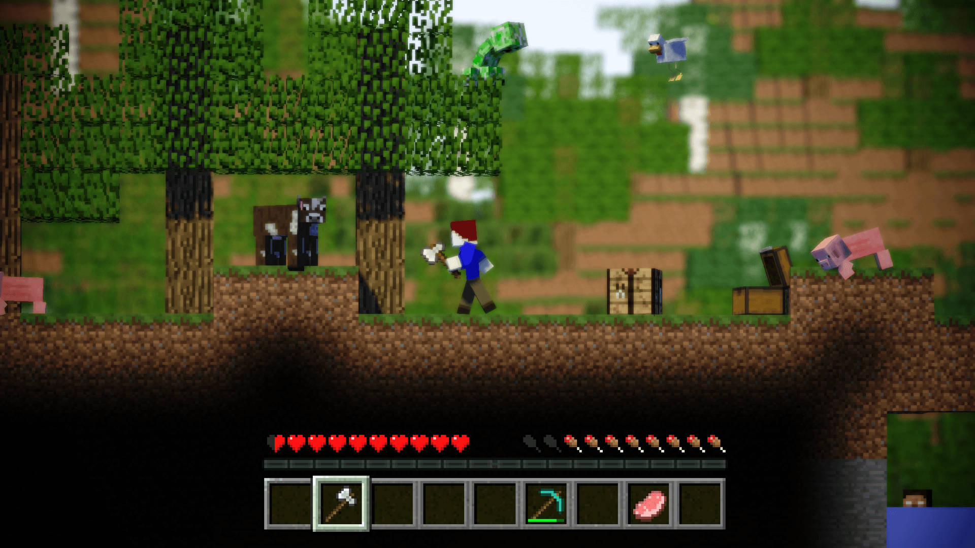 Minecraft muurpapier van karakter in 3D-grafika spel omgewing