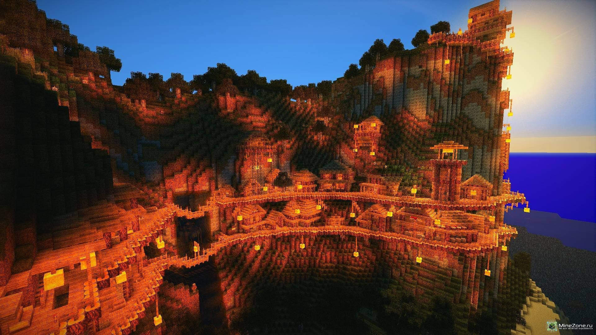 Minecraft Estetiese Bruin Kasteel Muurpapier