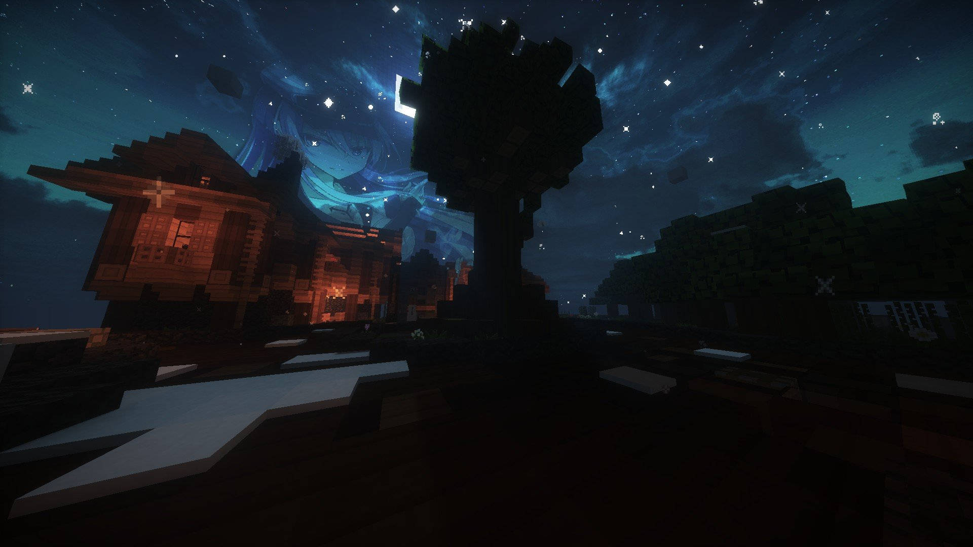 Minecraft Estetiese Lug Nag Muurpapier