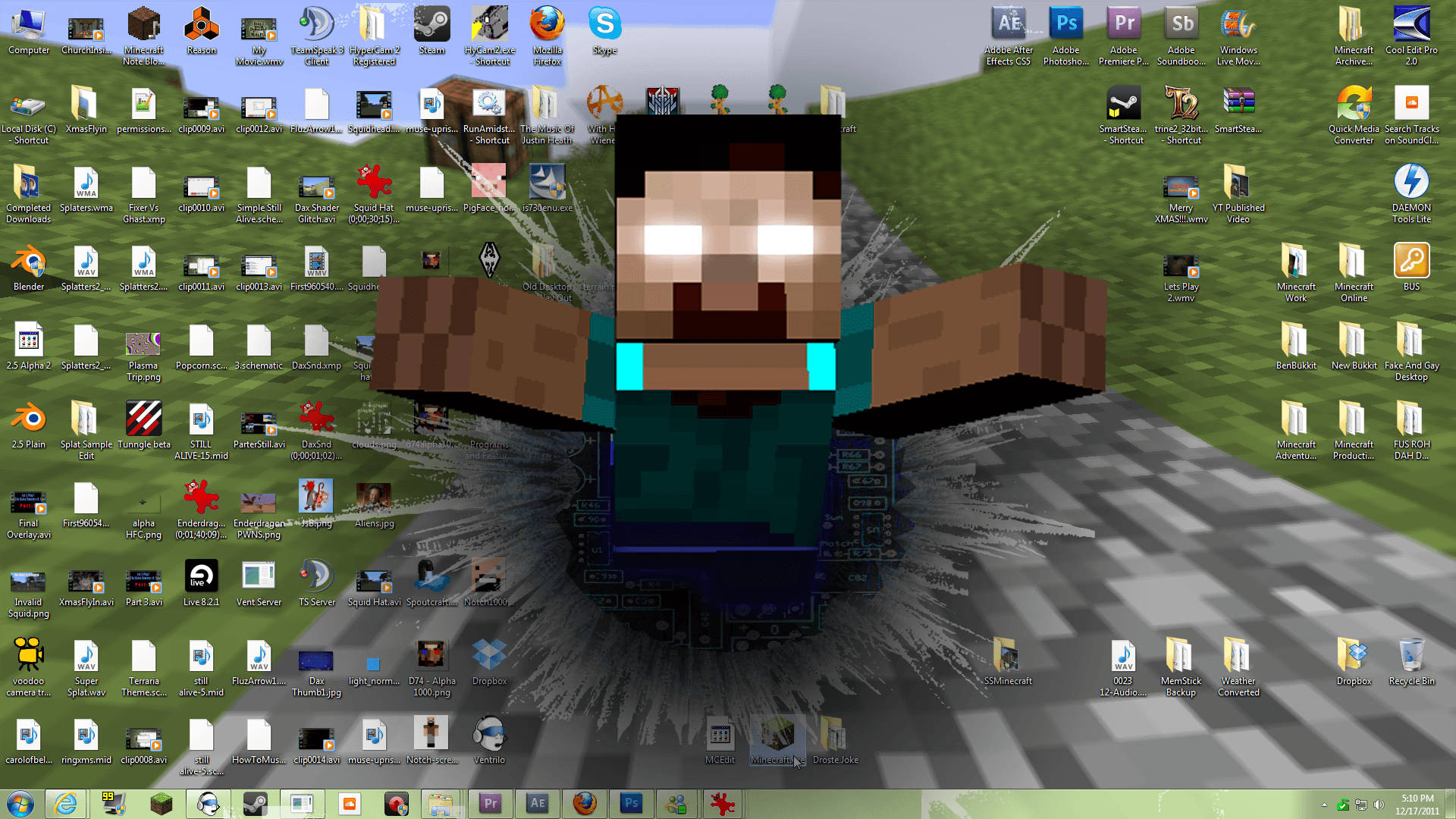 Minecraft Herobrine breek uit rekenaarskerm Muurpapier