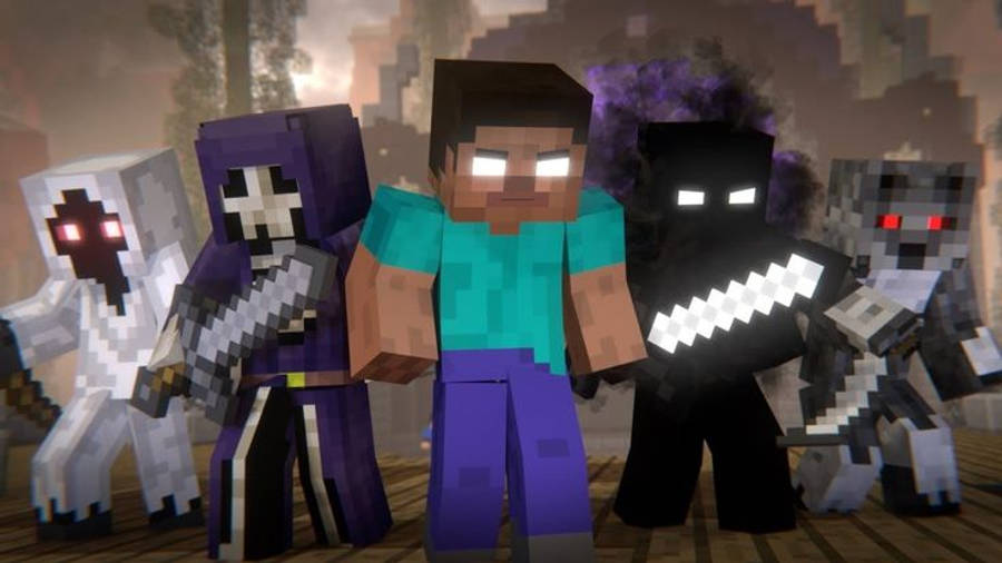 Minecraft Herobrine met Monsters en Entiteit Muurpapier