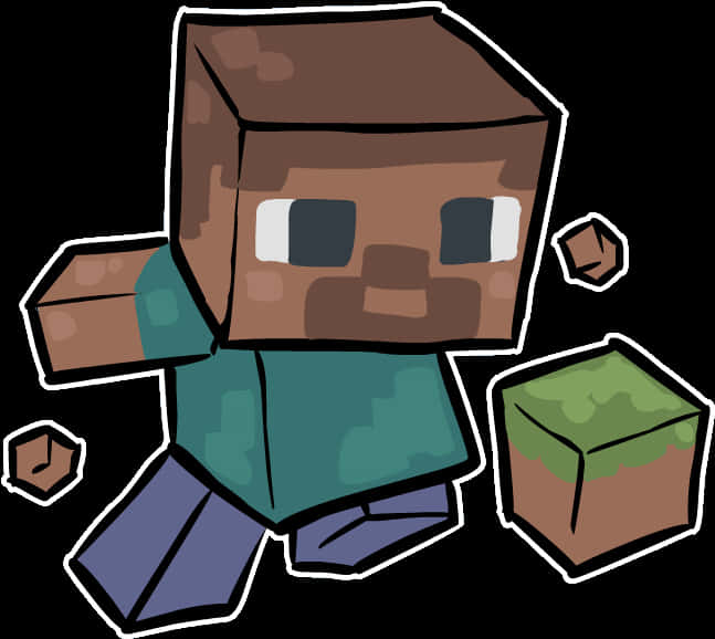 Minecraft_ Karakter_en_ Blokke_ Vektor Muurpapier