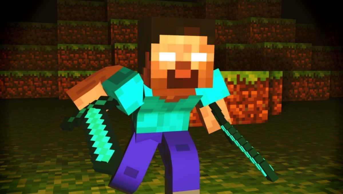 Minecraft Karakter Herobrine Geanimeerde Agtergrond Muurpapier