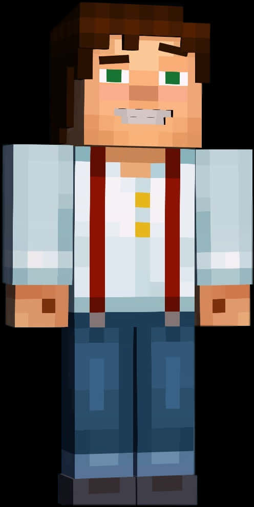 Minecraft-karakter met rooi bretels Muurpapier