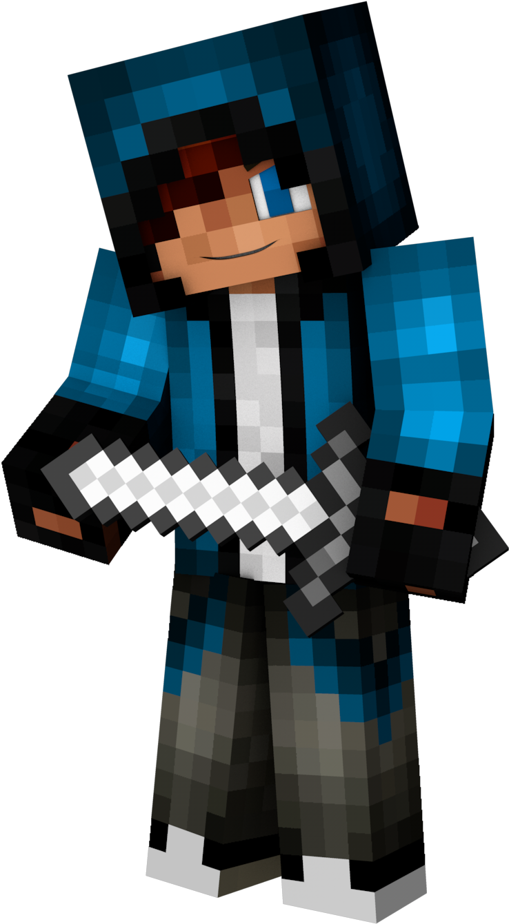 Minecraft Karakter met Swaard Muurpapier