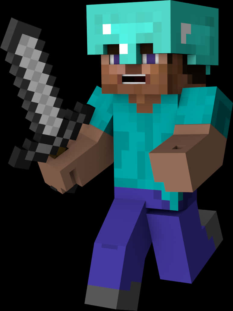 Minecraft-karakter met swaard Muurpapier