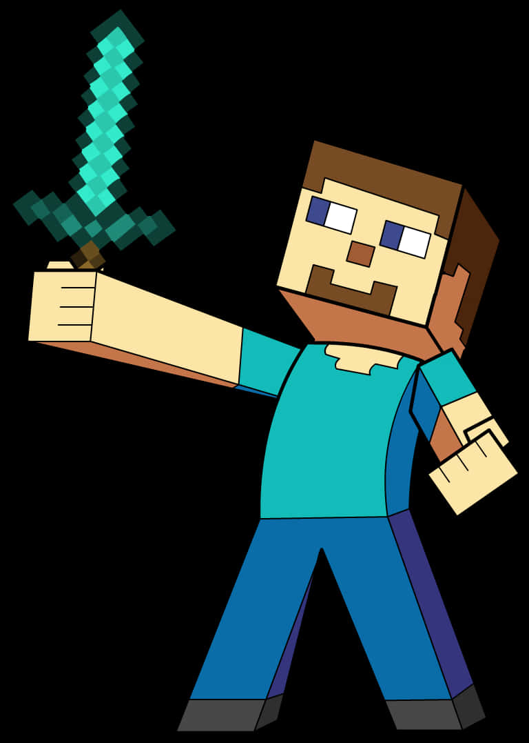 Minecraft Karakter met Swaard Muurpapier