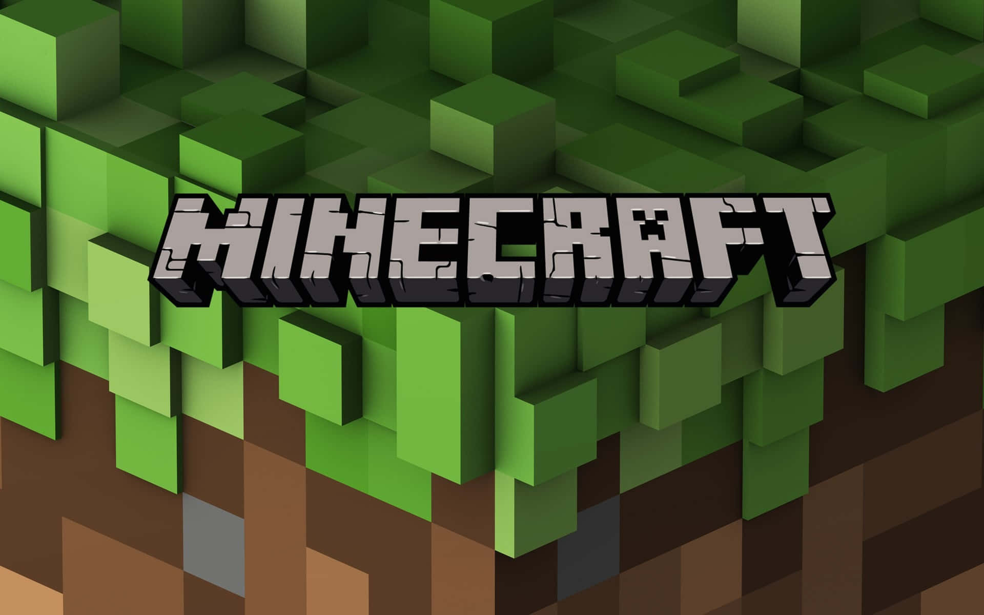 Minecraft Logo Piksel Gras Prent Muurpapier