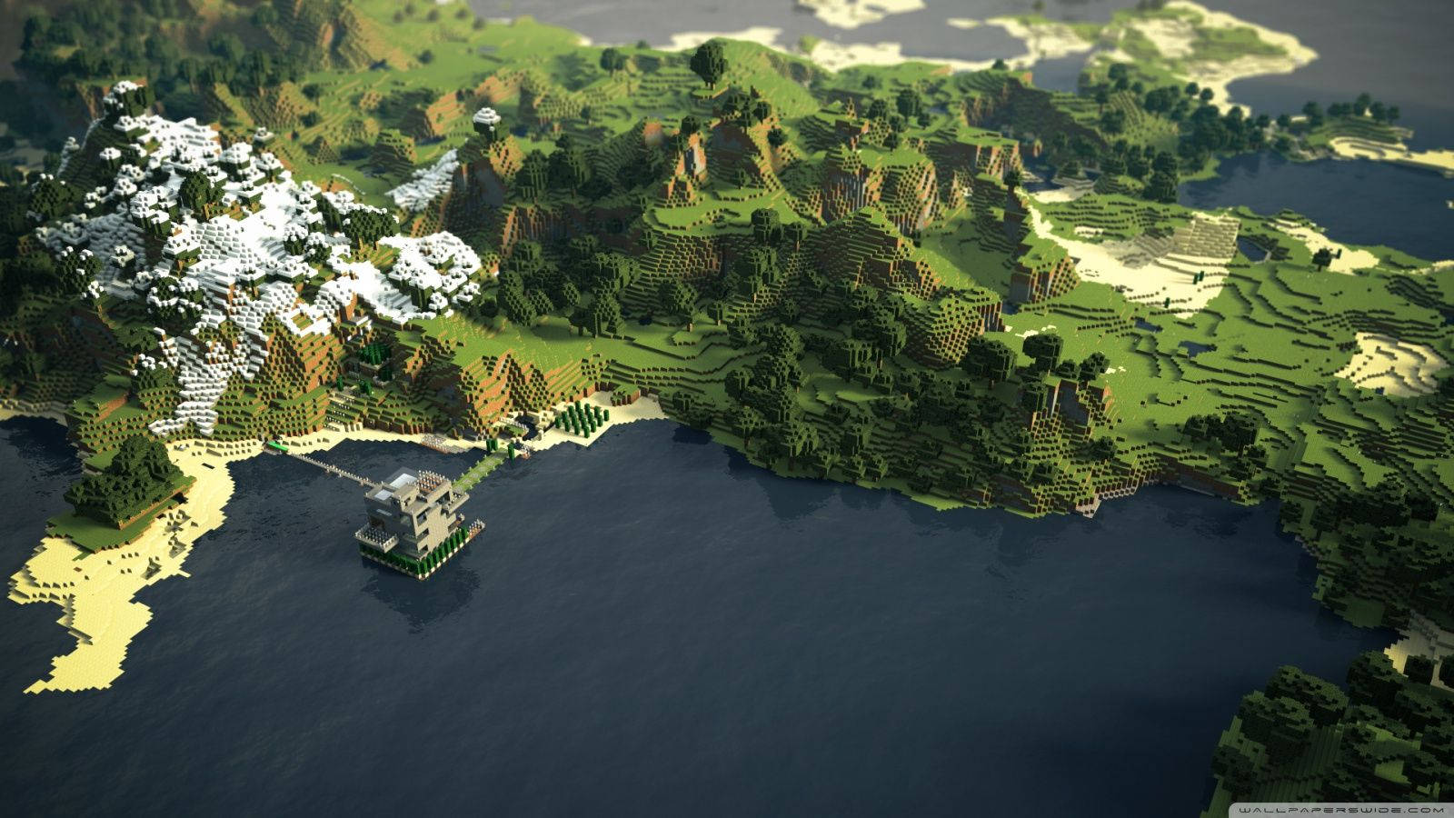 Minecraft Oseaan Woud Landskap agtergrond
