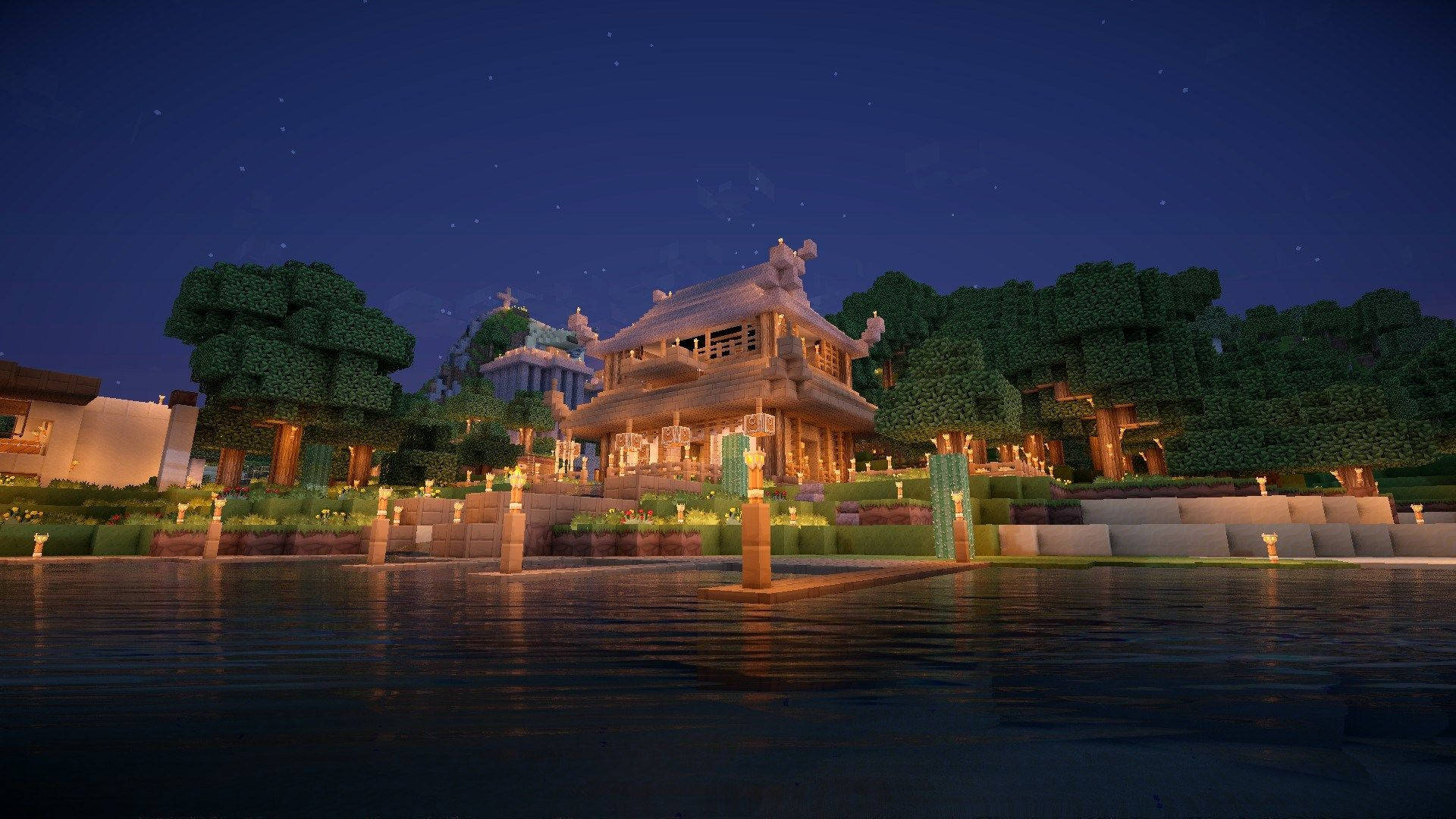 Minecraft PC Tradisionele Japannese Huis Muurpapier