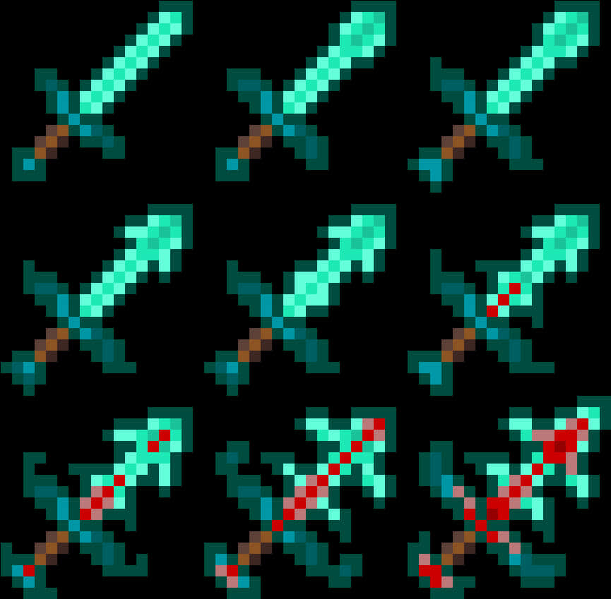 Minecraft Swaarde Pixelskuns Muurpapier