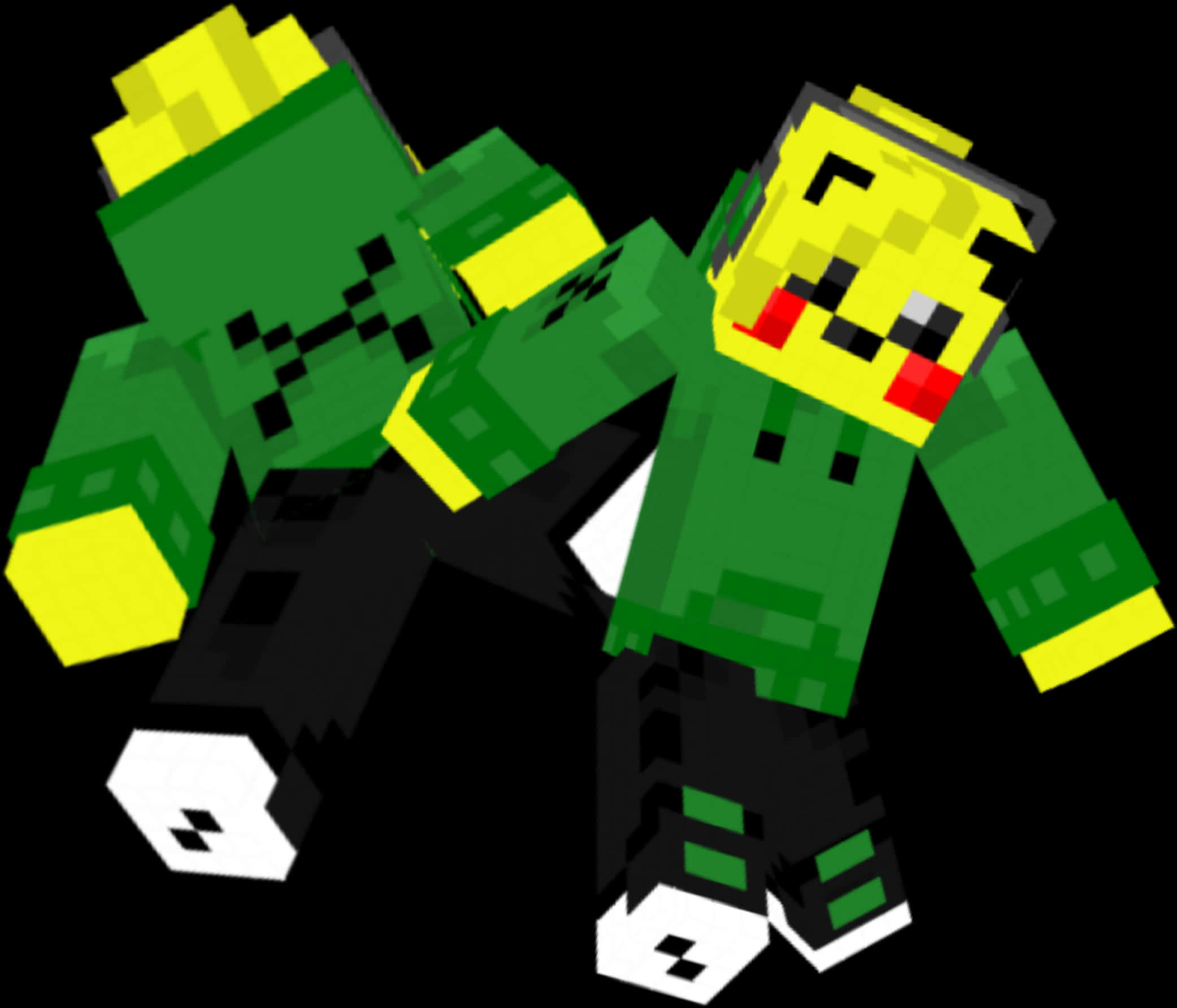 Minecraft_ Vel_ Groen_ Pixels_ Karakters Muurpapier
