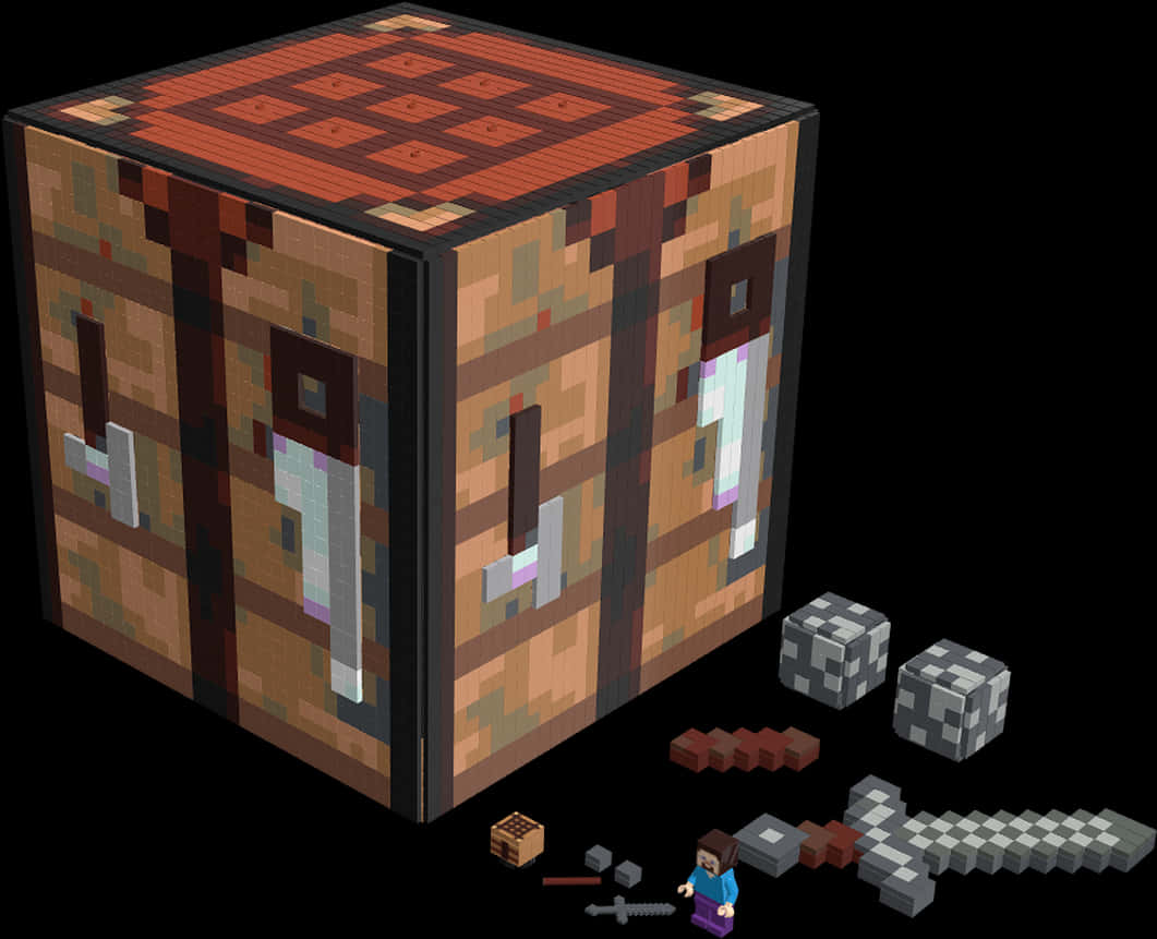 Minecraft: Vervaardigingstafel en Gereedskap Muurpapier