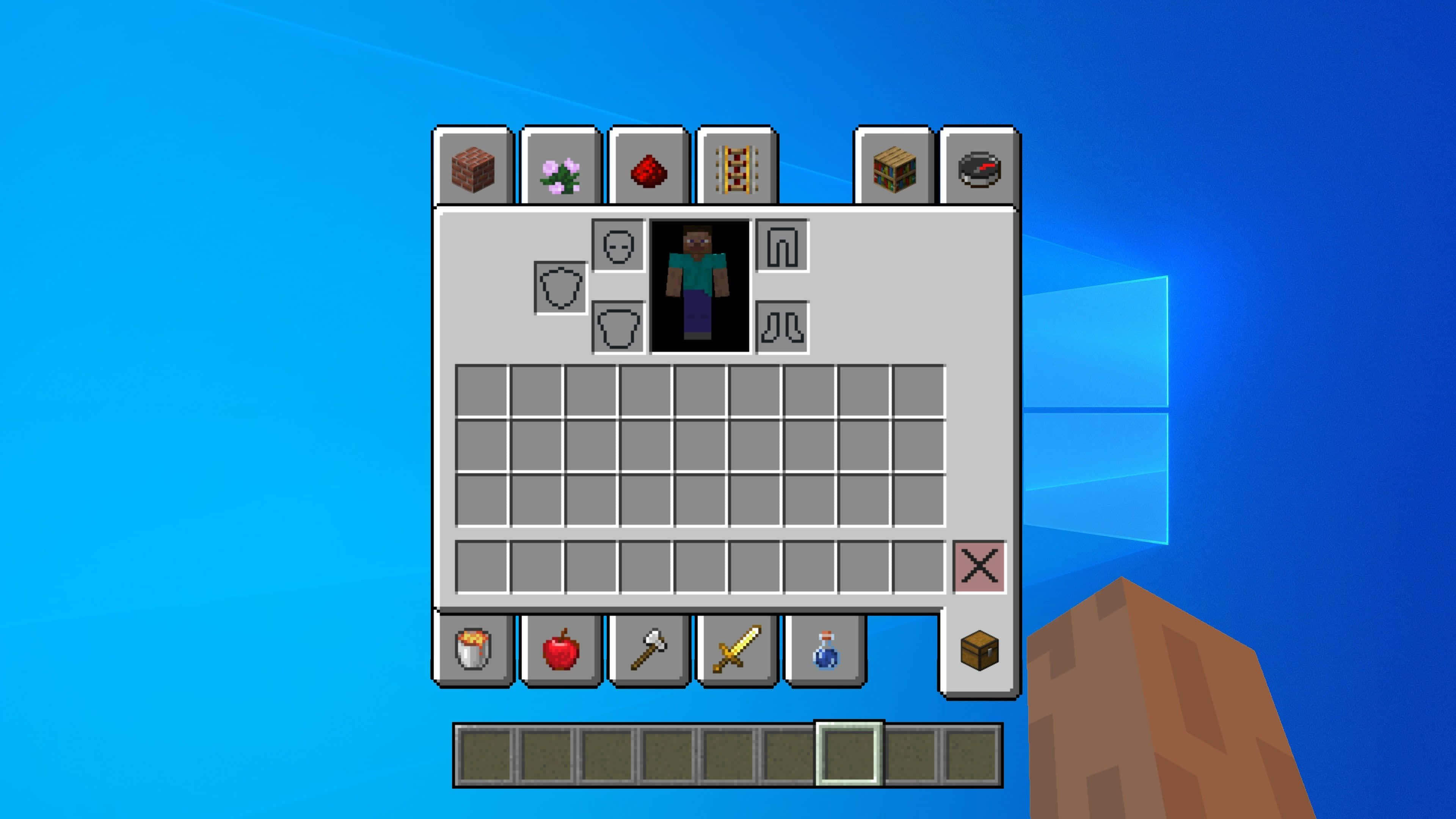 Minecraft-voorraad met Steve se hand Muurpapier