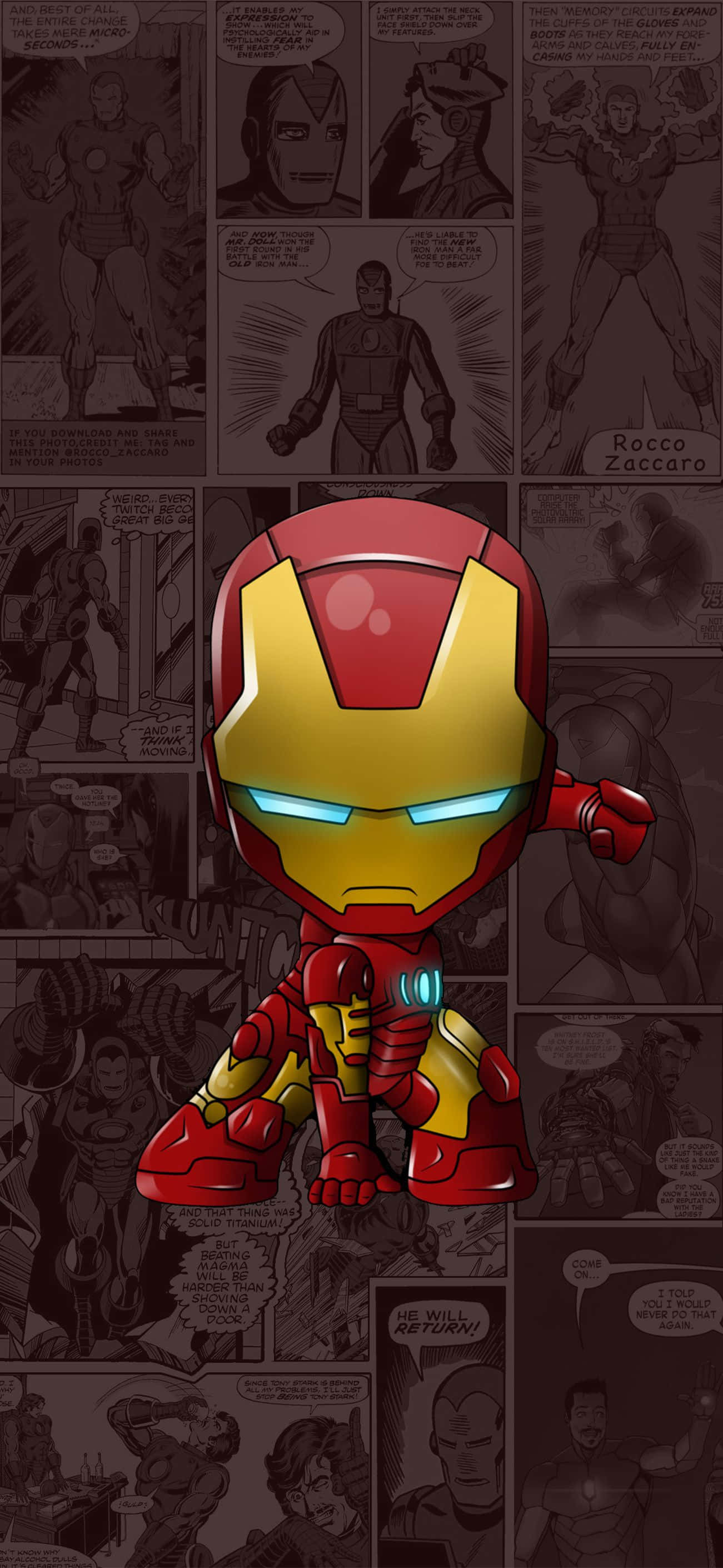 Mini Iron Man vir iPhone X Muurpapier