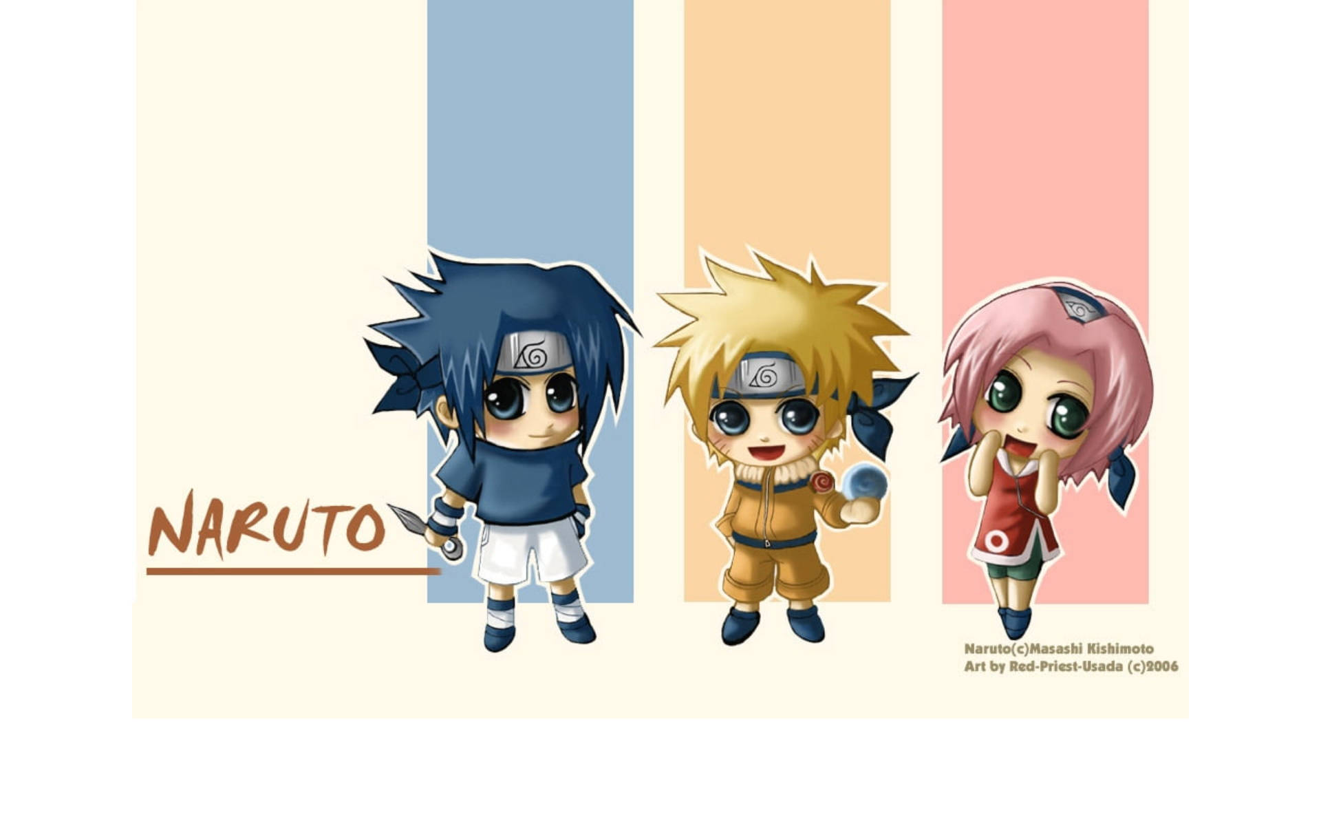 Mini Naruto Karakters Omslag Muurpapier