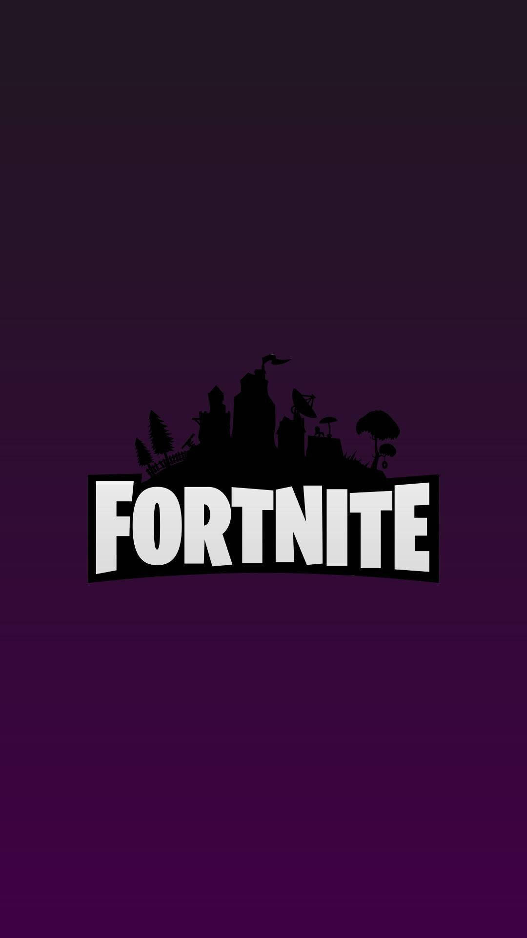 Fortnite-logo op 'n pers agtergrond muurpapier.