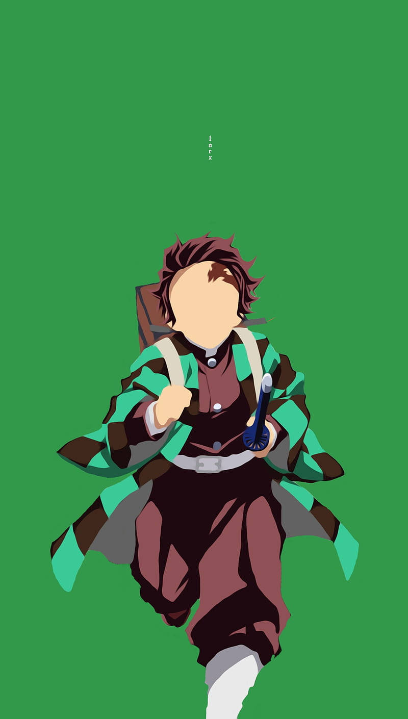 Minimalistiese Anime-kuns - Tanjiro Kamado van Demon Slayer op Foonskerm Muurpapier