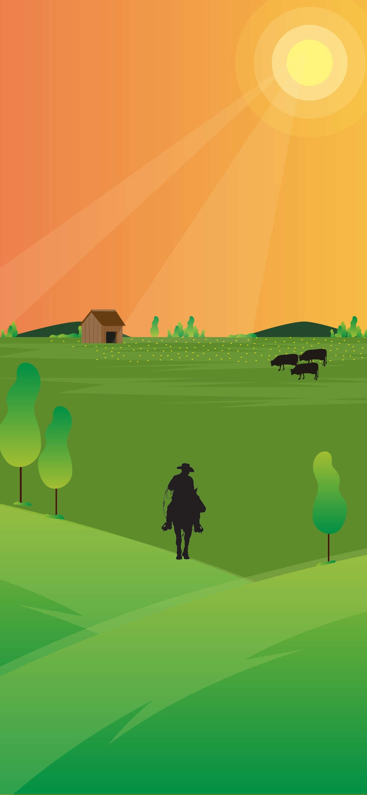 Minimalistiese Cowboy iPhone Vektorkuns Muurpapier