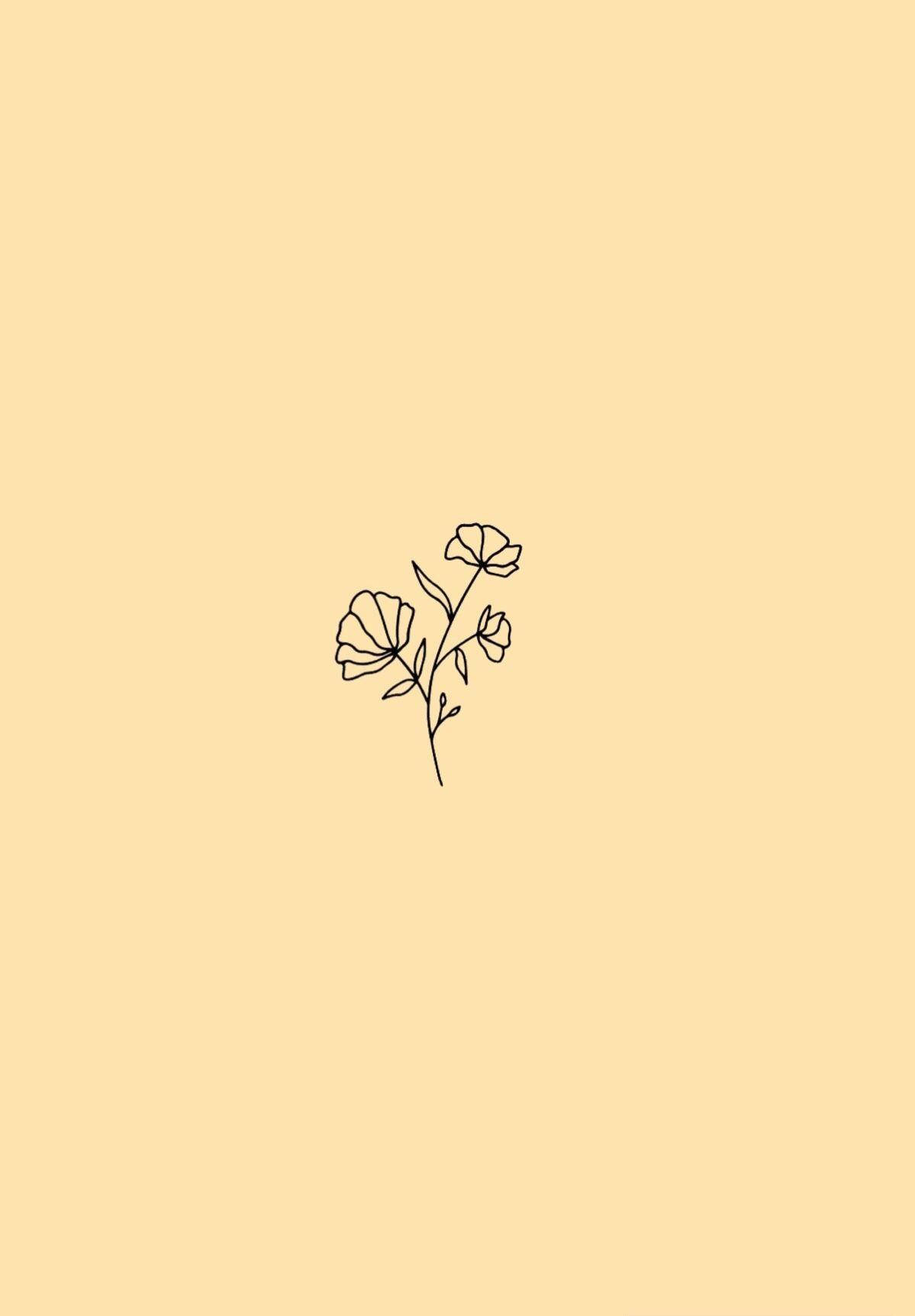 Minimalistiese Estetiese Blompatroonkuns Muurpapier