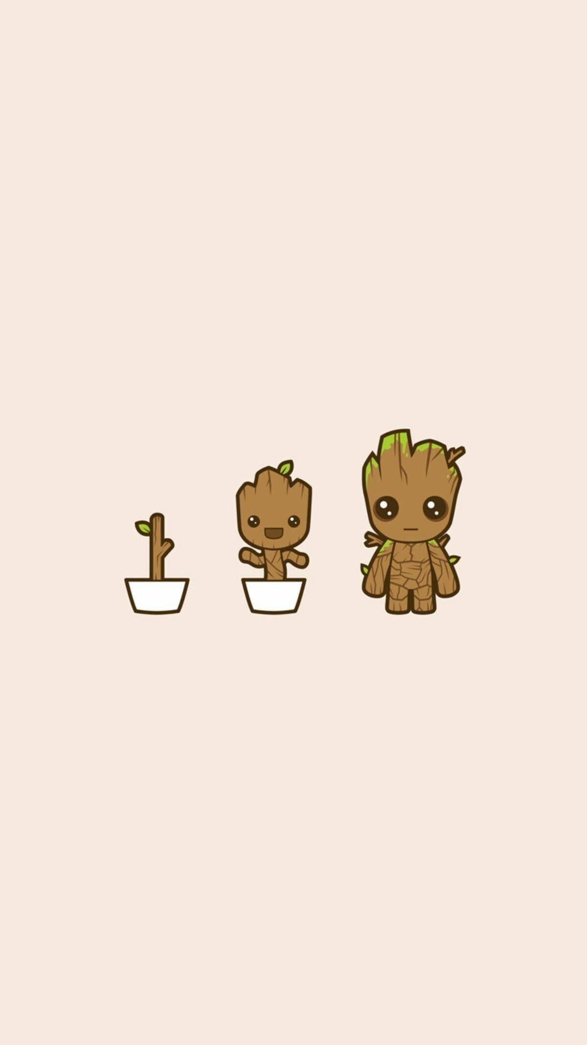 Minimalistiese Groot-kuns 4K Marvel iPhone Muurpapier
