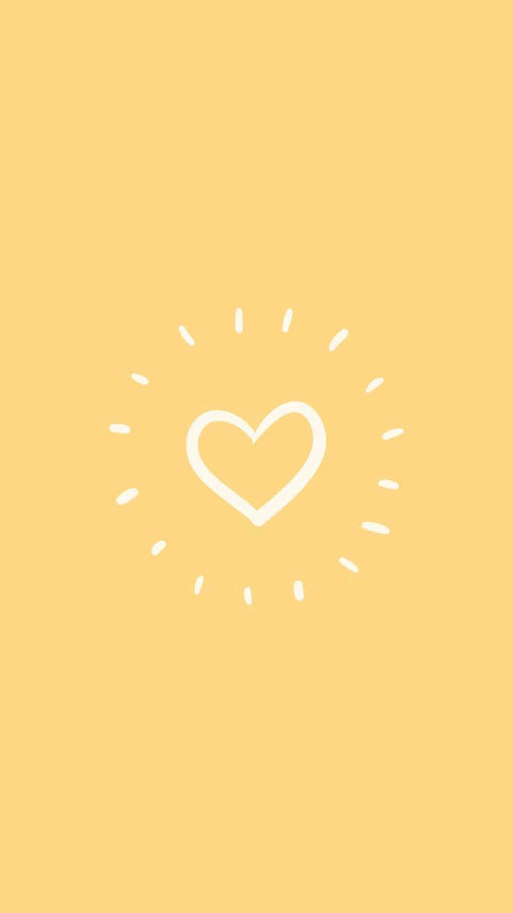 Minimalistiese Hart Oulike Pastelgeel Muurpapier
