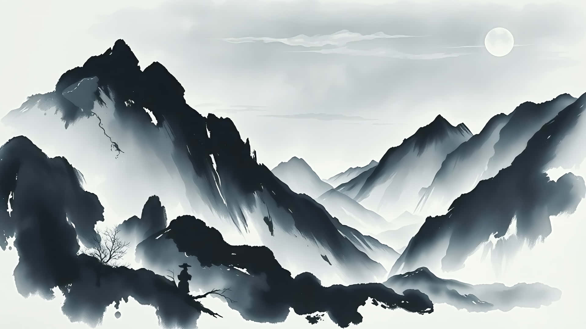 4k Esteties, 4k minimalisties, Abstrak, Monochroom, Landskap, Desktop 4k, Desktop, Zen, Rustig, Donker Esteties, Berg, Berglandskap — Donker estetiese GIF Muurpapier