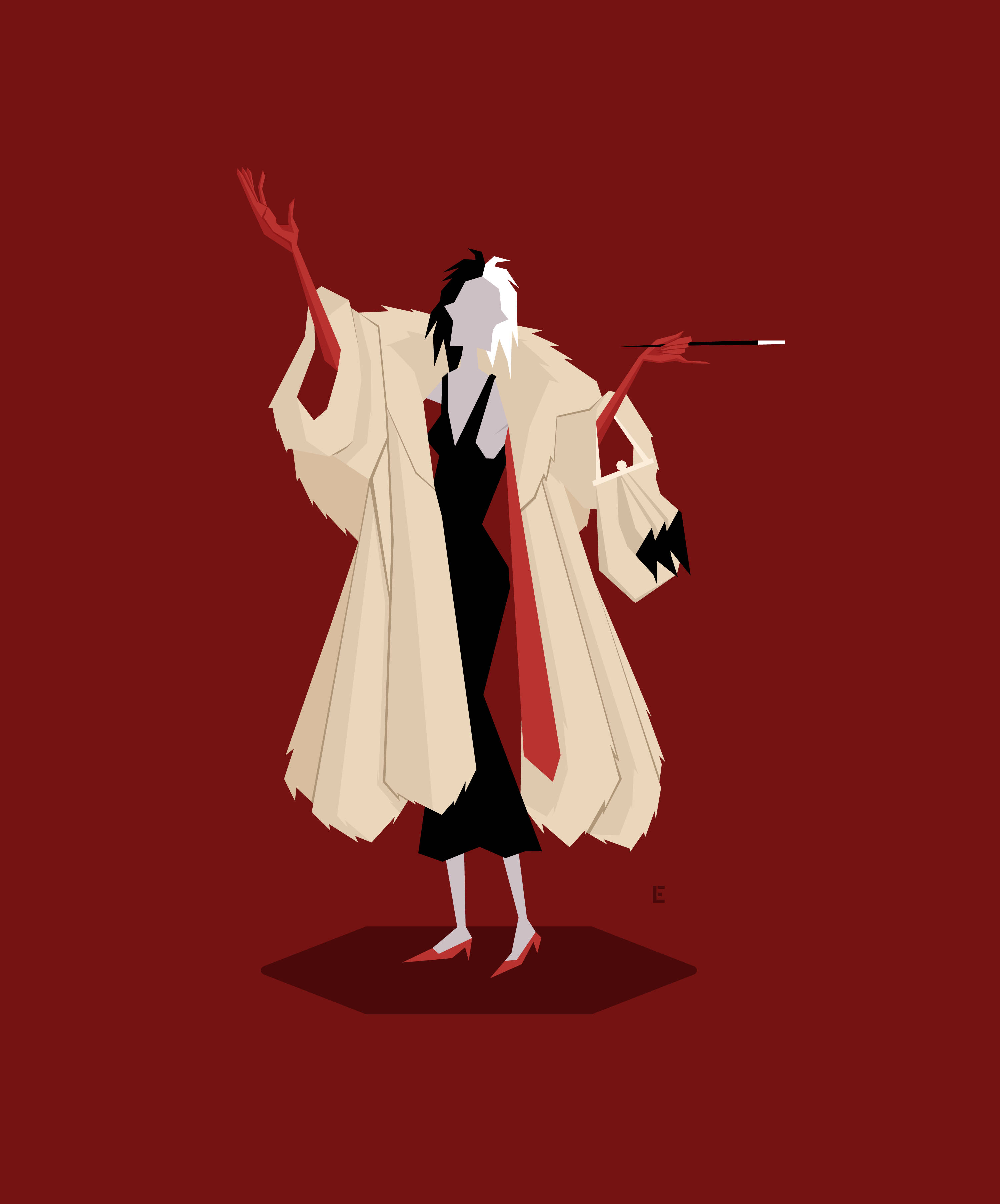 Minimalistiese Kuns Cruella Muurpapier