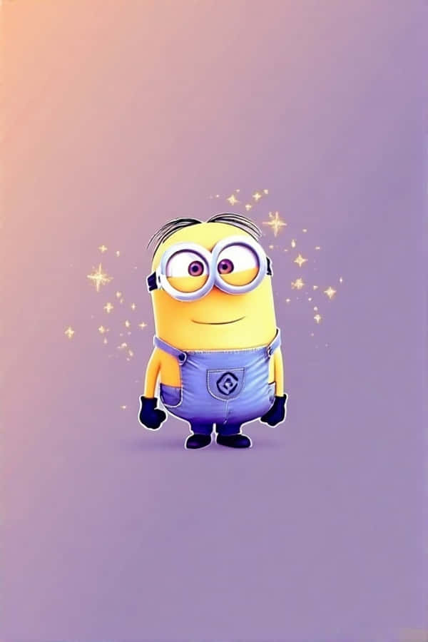 Minimalistiese Minion-agtergrond met Laventel-Perskegradiënt en Goudglitters Muurpapier