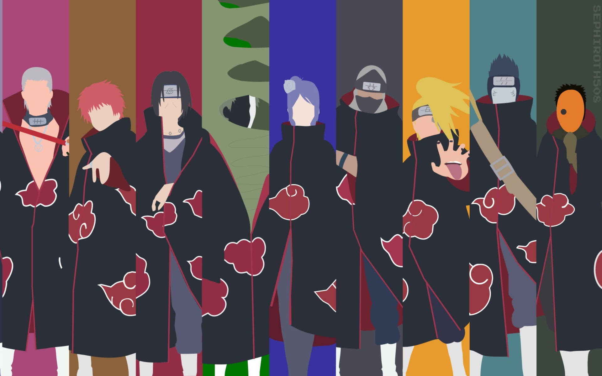 Minimalistiese Naruto Karakters Akatsuki Muurpapier