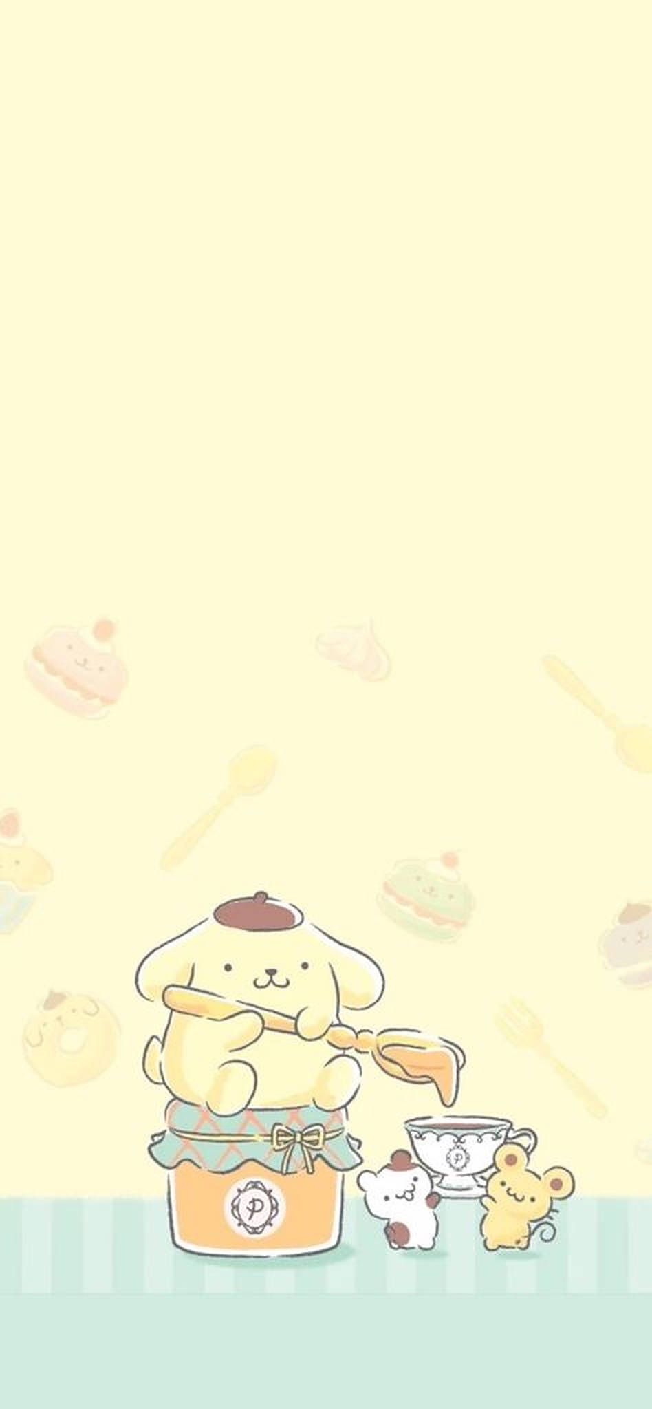 Minimalistiese Pompompurin Kuns Muurpapier