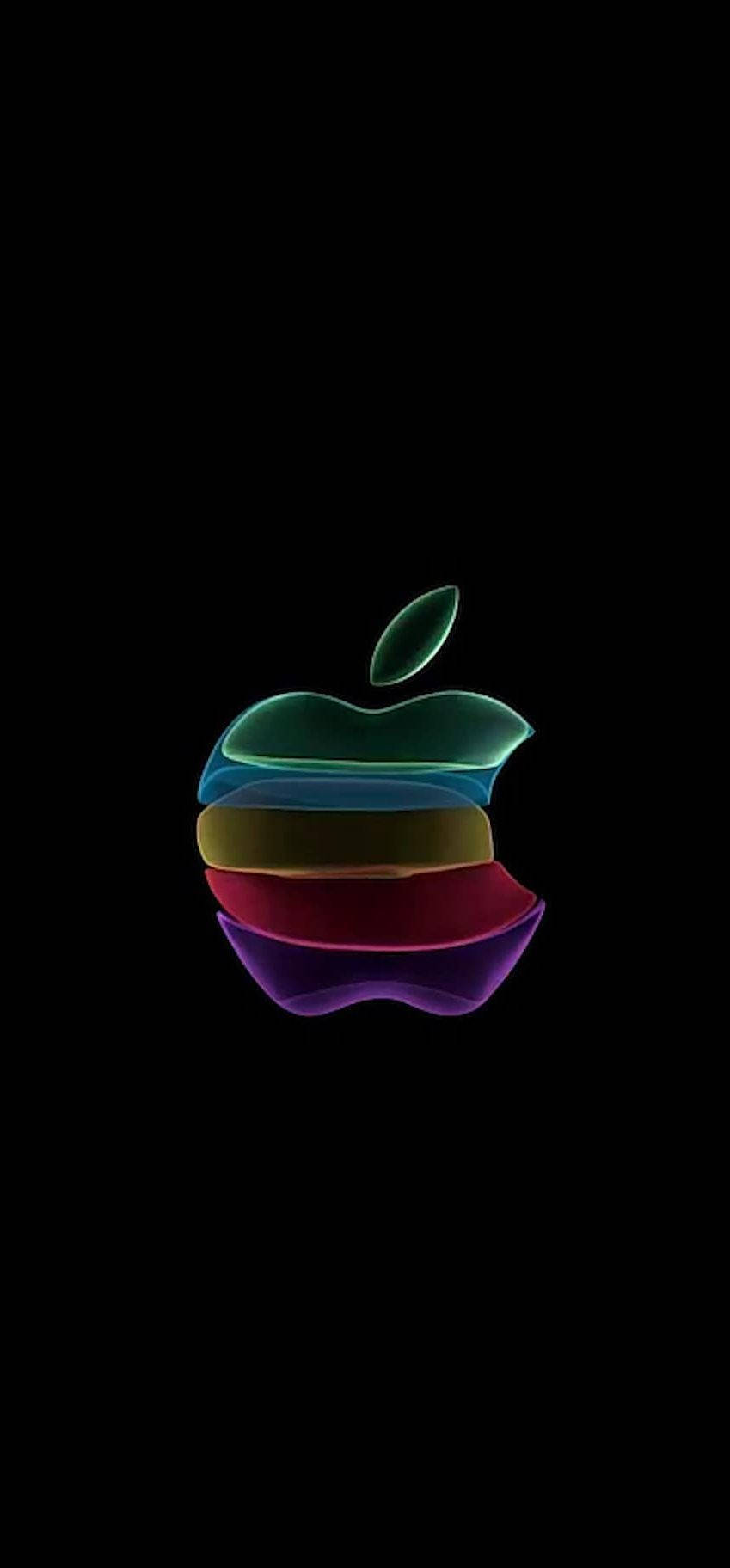 Minimalistiese Reënboog Apple-logo iOS 11 Muurpapier