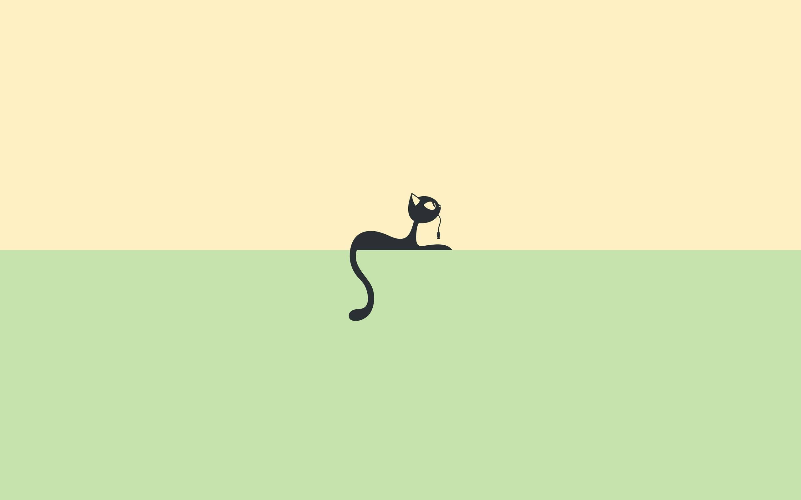 Minimalistiese Swart Strokiesprentkat Muurpapier